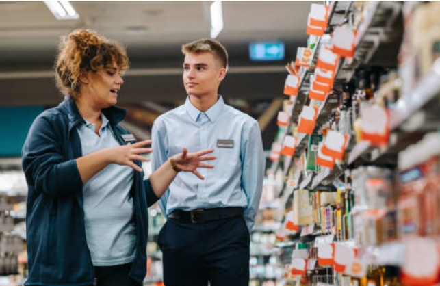 Luxury retail interior with ornate ceiling
